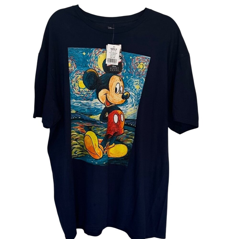Disney 2XL Unisex Mickey Mouse Starry Short Sleeve T-Shirt Dark Navy